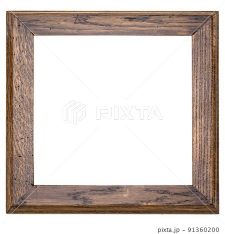 Antique Brown Classic Old Vintage Wooden Rectangle mockup canvas frame isolated on white background. Blank and diverse subject moulding baguette. Design element. use for paint, mirror or photo 91360200