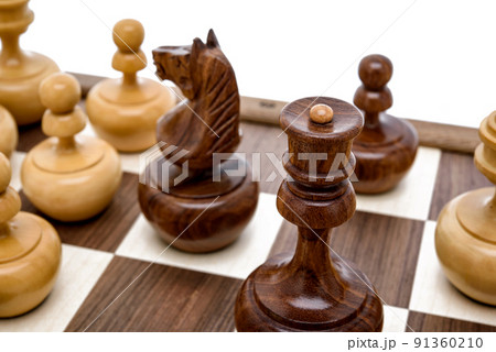 Beige Brown Wooden chess different pieces figures Beige Brown Wooden chess different pieces figures 91360210