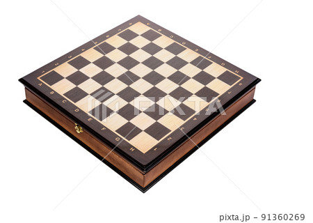 Natural Wooden Classic Empty Chessboard with casket chest on white background Natural Wooden Classic Empty Chessboard with casket chest on white background 91360269