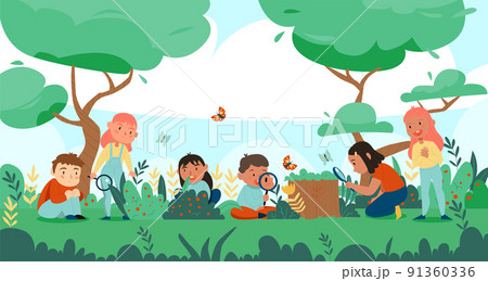Kids Studying Forest Composition Kids Studying Forest Composition 91360336