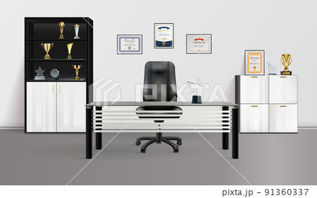 Office Interior Realistic Background Office Interior Realistic Background 91360337