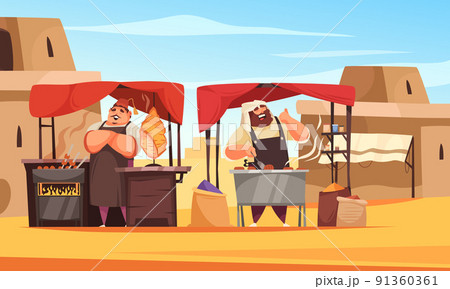 Eastern Market Cartoon Composition Eastern Market Cartoon Composition 91360361