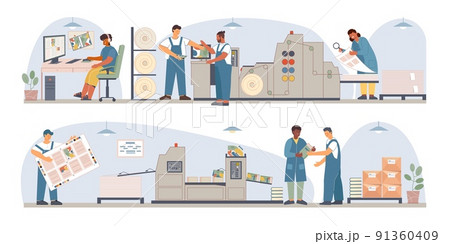 Print Book Publishing House Flat Composition Set Print Book Publishing House Flat Composition Set 91360409
