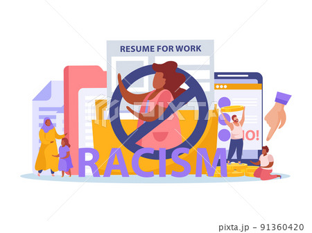 Racism Discrimination Flat Composition Racism Discrimination Flat Composition 91360420