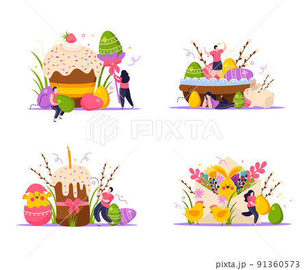 Easter Concept Icons Set 91360573