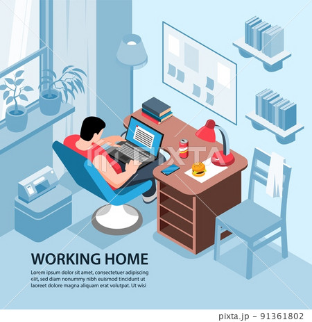 Working Home Isometric Background 91361802