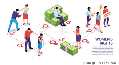 Female Rights Isometric Infographics 91361966