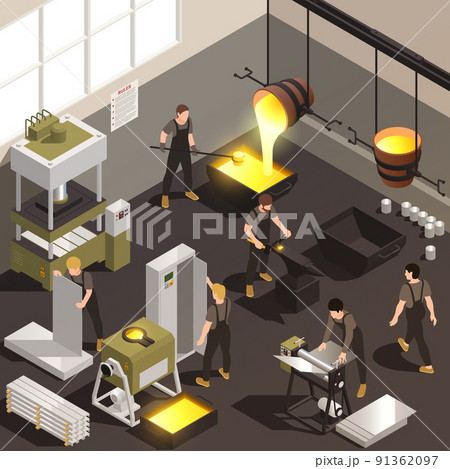 Metalworking People Isometric Composition Metalworking People Isometric Composition 91362097