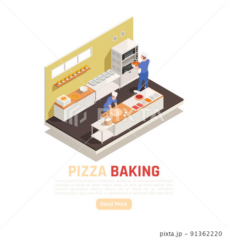 Pizza Shop Isometric Composition 91362220