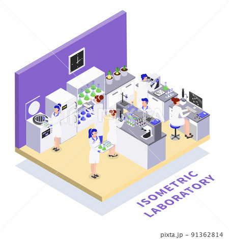 Bio Engineering Lab Isometric Composition 91362814