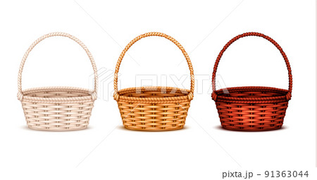 Wicker Baskets Realistic Set Wicker Baskets Realistic Set 91363044