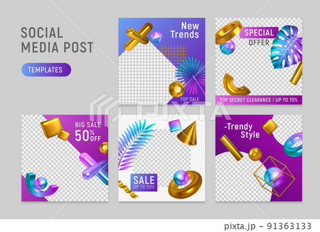 Social Media Templates Set Social Media Templates Set 91363133