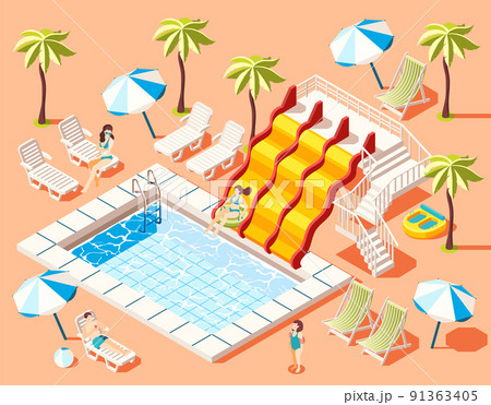 Aquapark Isometric Background 91363405