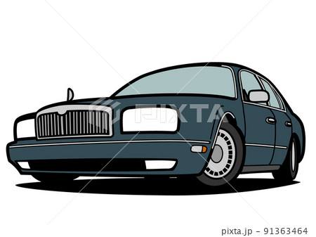 懐かしめ国産ビッグセダン グレー色系 自動車イラスト 懐かしめ国産ビッグセダン グレー色系 自動車イラスト 91363464