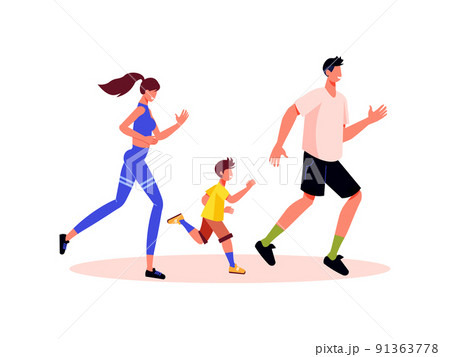 Family Jogging Holiday Composition 91363778
