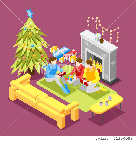 Christmas Isometric Composition 91364085