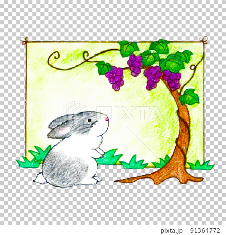 Illustration of a hand-painted rabbit with a soft touch 91364772