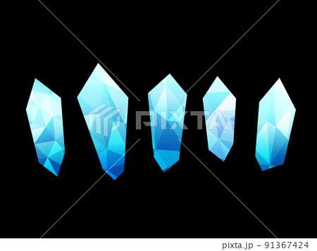 手描きイラスト オリジナル 創作 原画 青 クリスタル 水晶 宝石 水晶のような水色の鉱物 鉱石 水彩風のイラスト素材 [71125807] - PIXTA