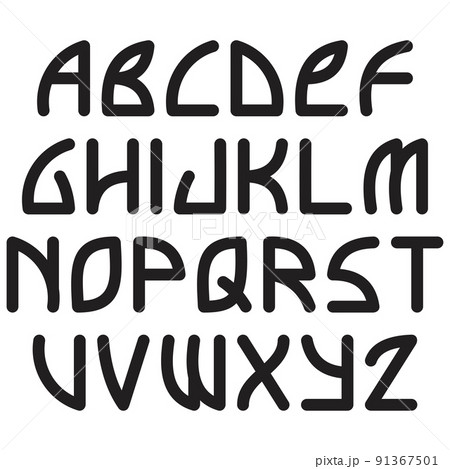 Decorative alphabet.Black letters isolated on white background.Vector illustration. Decorative alphabet.Black letters isolated on white background.Vector illustration. 91367501