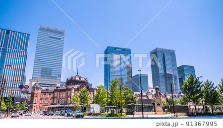 日本の東京都市景観 歴史的猛暑日…6月だがまるで真夏…東京駅赤レンガ駅舎などを望む 日本の東京都市景観 歴史的猛暑日…6月だがまるで真夏…東京駅赤レンガ駅舎などを望む 91367995