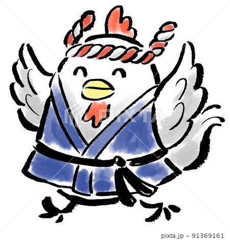 鶏_お祭り(ねじりハチマキ・はっぴ)のキャラクターイラスト 鶏_お祭り(ねじりハチマキ・はっぴ)のキャラクターイラスト 91369161