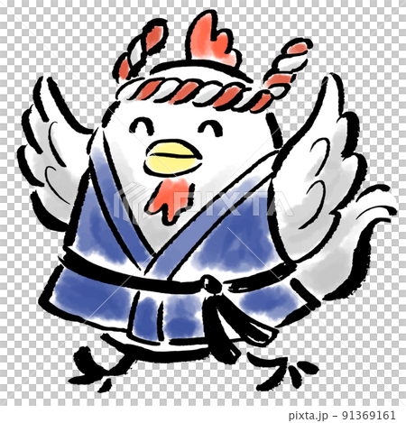 鶏_お祭り(ねじりハチマキ・はっぴ)のキャラクターイラスト 鶏_お祭り(ねじりハチマキ・はっぴ)のキャラクターイラスト 91369161