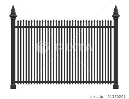 Realistic steel fence vector illustration isolated on white 91370201