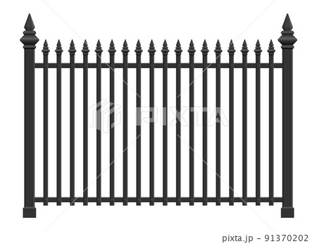 Realistic steel fence vector illustration isolated on white 91370202