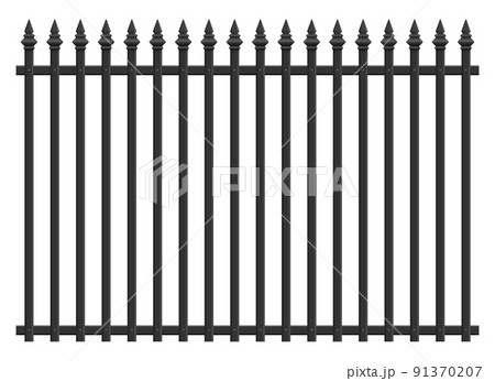 Realistic steel fence vector illustration isolated on white 91370207