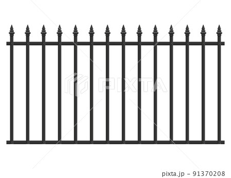 Realistic steel fence vector illustration isolated on white 91370208