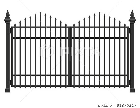 Realistic steel gate isolated on white background 91370217