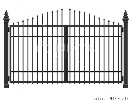 Realistic steel gate isolated on white background 91370218