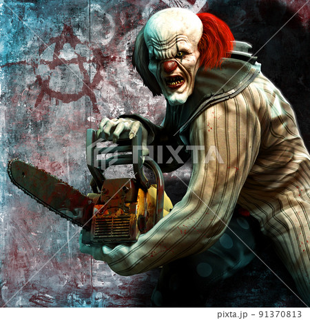 3d, chainsaw, clown - Stock Illustration [91370813] - PIXTA