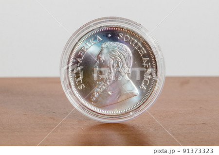 1 oz silver South African Krugerrand coin. 1 oz silver South African Krugerrand coin. 91373323