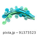 3d illustration, plasticine sculpture. abstraction on the theme of water, waterfall. blue and green swirls. 91373523