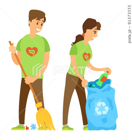 Volunteers Collecting Garbage Caring for Nature Volunteers Collecting Garbage Caring for Nature 91373555