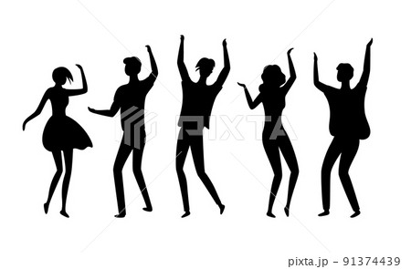 Disco Dancers Silhouettes of People in Nightclub 91374439