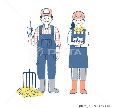 養豚農家の男女 養豚農家の男女 91375348