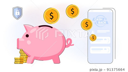 Cashback service Financial savings and money exchange concept Paying online 91375664