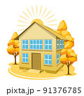 Autumn landscape. House surrounded by trees 91376785