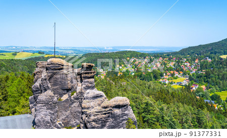 View from Nuns Rock sandstone rock formation 91377331