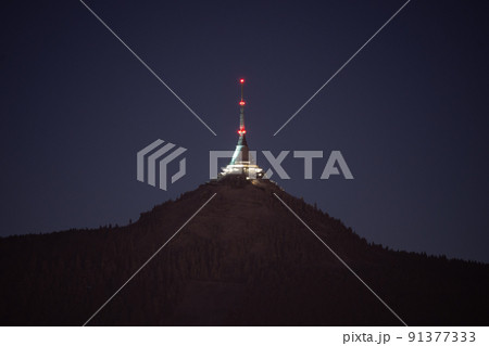 Jested mountain hotel and transmitter by night 91377333