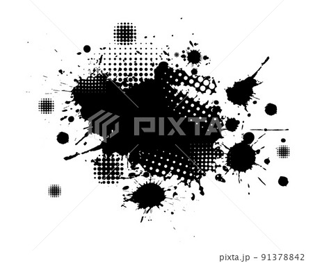 Paint stains black blotch background. Grunge Design Element. Brush Strokes. Frame for text. Vector illustration 91378842