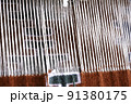 Close up, Detail of loom for weaving traditional handmade carpets, rugs.  Weaving and manufacturing of Turkish style homemade carpets. Selective focus. 91380175