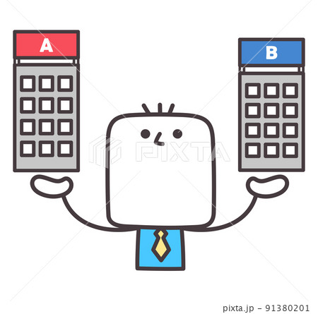 会社選びをしている新卒ビジネスマンのイラスト 会社選びをしている新卒ビジネスマンのイラスト 91380201