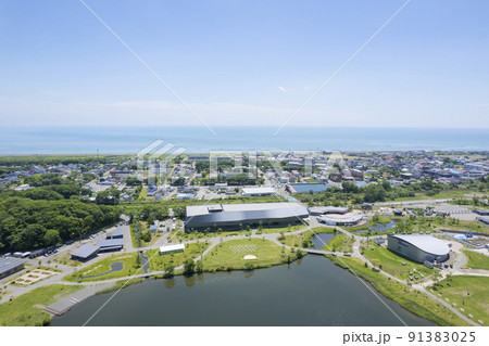 ポロト湖上空から見たウポポイ（空撮） 91383025