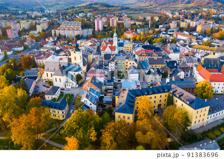 Aerial view of Sumperk cityscape, Czech Republic Aerial view of Sumperk cityscape, Czech Republic 91383696