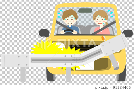 與護欄相撞的汽車 91384406