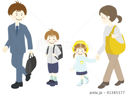 進学 家族4人 子供が小さい頃 のイラスト素材 進学 家族4人 子供が小さい頃 のイラスト素材