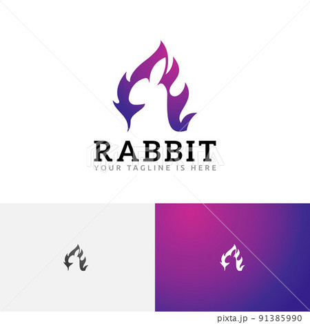 Rabbit Bunny Hare Fire Flame Spirit Negative Space Logo Rabbit Bunny Hare Fire Flame Spirit Negative Space Logo 91385990